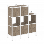 Loft Прямой стеллаж наборный VR.L-15 Тиквуд тёмный/Белый металл 1278*446*1458 Loft Прямой стеллаж наборный VR.L-15 Тиквуд тёмный/Белый металл 1278*446*1458