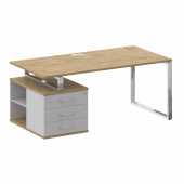 Shift Стол руководителя с опорной тумбой, левый SK.SRT-180 (L) Тиквуд светлый/Белый бриллиант 1800*904*753 Shift Стол руководителя с опорной тумбой, левый SK.SRT-180 (L) Тиквуд светлый/Белый бриллиант 1800*904*753