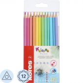 Карандаши цветные 12 цв. 3-гран, Kores Kolores Pastel, 93311
