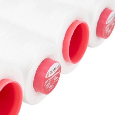 Нитки швейные 40/2 5000 ярд. (4572 м), Набор 4 белых, DEVELIA (Девелиа), 665427