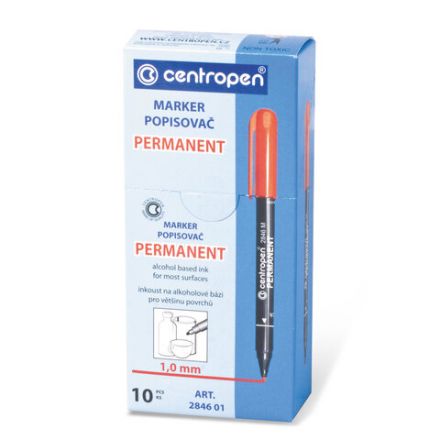 Маркер перманентный CENTROPEN 2846, КРАСНЫЙ, тонкий наконечник, 1 мм, 6 2846 9404