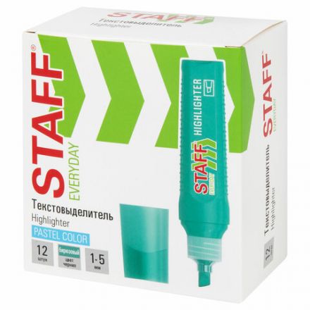Текстовыделитель STAFF "EVERYDAY HL-707", БИРЮЗОВЫЙ, линия 1-5 мм, скошенный наконечник, 152546 Текстовыделитель STAFF "EVERYDAY HL-707", БИРЮЗОВЫЙ, линия 1-5 мм, скошенный наконечник, 152546