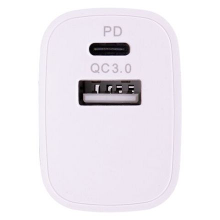 Зарядное устройство быстрое сетевое (220 В) SONNEN, USB QC 3.0 + Type-C PD 20 Вт, 3 А, белое, 455505