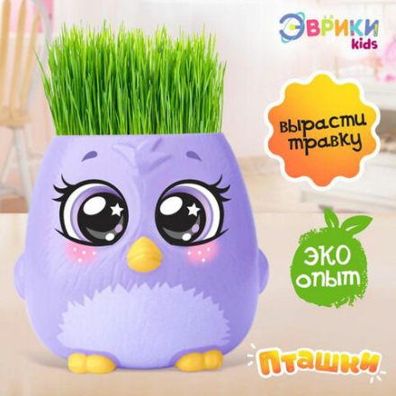 Набор для опытов "Пташки, выращиваем травку", фиолетовый горшочек, 5155390, EXG-02-AB