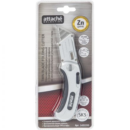 Нож универсальный Attache Selection 19мм,трапец.,ал+цинк.корп.,TPR вставка