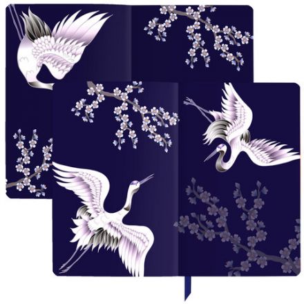 Ежедневник недатированный А5 (138х213 мм), BRAUBERG VISTA, под кожу, гибкий, 136 л., "Cranes", 112025