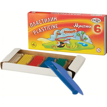 Пластилин классический Гамма Мультики 6 цветов 120 г со стеком