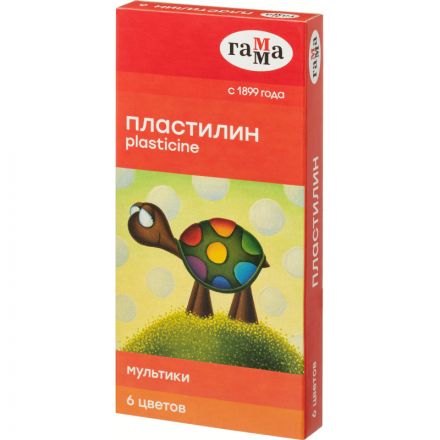 Пластилин классический Гамма Мультики 6 цветов 120 г со стеком