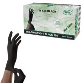 Перчатки нитриловые смотровые SFM Supersoft N136, Германия, 100 пар (200 штук), размер 8-9, L (большой), черные