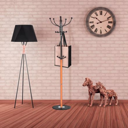 Вешалка-стойка BRABIX "CR-318", металл/мрамор, 1,8 м, на диске диаметром 36 см, 5 крючков+4 дополнительных, орех, 601743