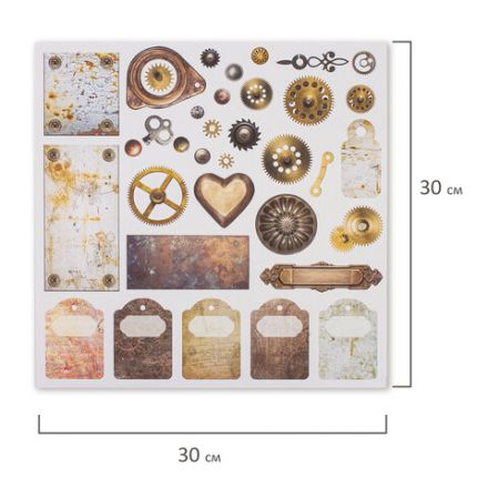 Бумага для скрапбукинга 30х30 см "Стимпанк", двусторонняя, 12 листов, 12 дизайнов, 180 г/м2, ОСТРОВ СОКРОВИЩ, 662769 Бумага для скрапбукинга 30х30 см "Стимпанк", двусторонняя, 12 листов, 12 дизайнов, 180 г/м2, ОСТРОВ СОКРОВИЩ, 662769