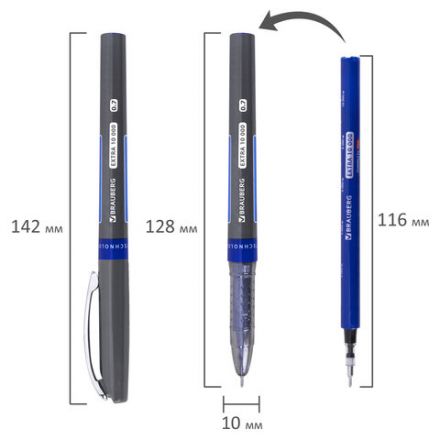 Ручка шариковая BRAUBERG "EXTRA 10000", УВЕЛИЧЕННАЯ ДЛИНА ПИСЬМА 10000 МЕТРОВ, СИНЯЯ, узел 0,7 мм, линия письма 0,35 мм, 144329
