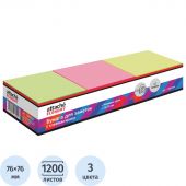 Стикеры Attache Economy с клеев.краем 76x76 мм, 100л в блоке, неон 12 бл