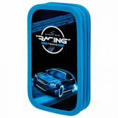 Пенал ЮНЛАНДИЯ, 2 отделения, картон с эффектом soft-touch, 19х11 см, "Speed race", 272264