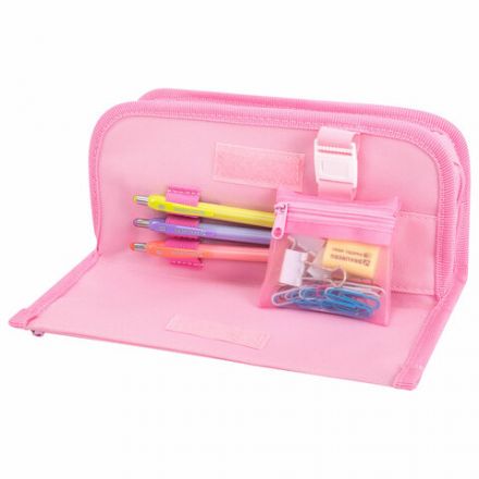 Пенал мягкий BRAUBERG KIDS, 3 отделения, кармашек на карабине, полиэстер, "Sweet friends", 22х10х7 см, 273558