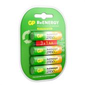 Батарейки аккумуляторные GP ReEnergy Ni-Mh КОМПЛЕКТ 4 шт. (ПРОМО 3+1), АА (HR6), 2600 mAh, 270AAHC3/1RGY, 270AAHC3/1RGY-2 Батарейки аккумуляторные GP ReEnergy Ni-Mh КОМПЛЕКТ 4 шт. (ПРОМО 3+1), АА (HR6), 2600 mAh, 270AAHC3/1RGY, 270AAHC3/1RGY-2