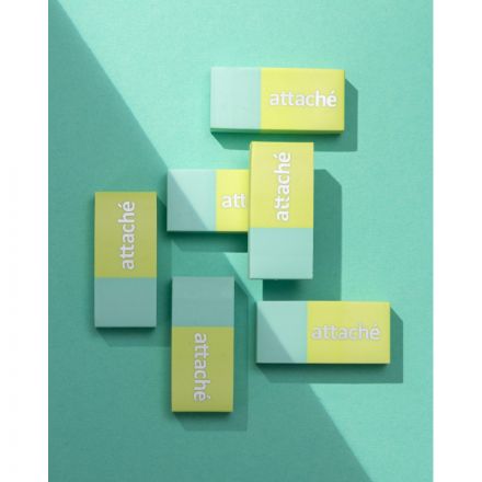 Ластик Attache Акварель прямоуг., 45x21x11мм, термопл.каучук, желто-голубой