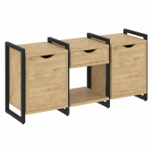 Loft Тумба на регулируемых опорах наборная. Вариант №7 VR.L-TN-7.O Тиквуд светлый/Чёрный металл 1440*460*719 Loft Тумба на регулируемых опорах наборная. Вариант №7 VR.L-TN-7.O Тиквуд светлый/Чёрный металл 1440*460*719