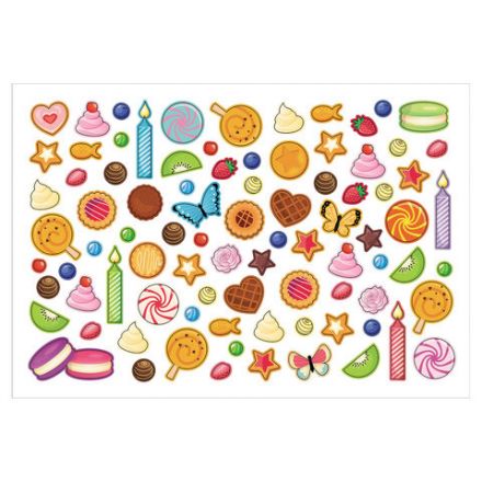 Наклейки бумажные с игровым полем НАБОР 2 листа, 184 наклейки, "Сладкое настроение", HATBER, 2Н5н