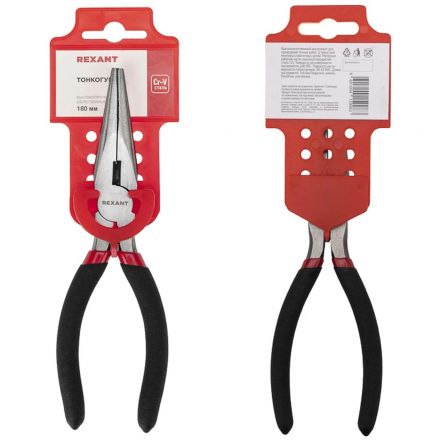 Тонкогубцы 180мм, обливные рукоятки REXANT 12-4618-1