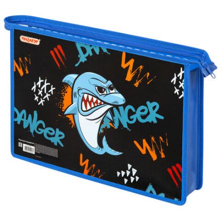 Папка для тетрадей ПИФАГОР А4, 1 отделение, картон/пластик, на молнии, "Angry shark", 272129 Папка для тетрадей ПИФАГОР А4, 1 отделение, картон/пластик, на молнии, "Angry shark", 272129