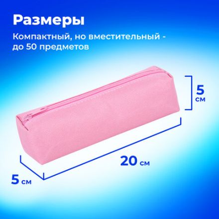 Пенал-тубус ПИФАГОР на молнии, ткань, пастельно-розовый, 20х5 см, 272260 Пенал-тубус ПИФАГОР на молнии, ткань, пастельно-розовый, 20х5 см, 272260