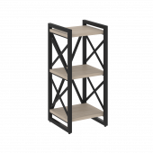 Loft Стеллаж на регулируемых опорах-3 полки VR.L-MST.O-3.4 Дуб аттик/Чёрный металл 400*400*910