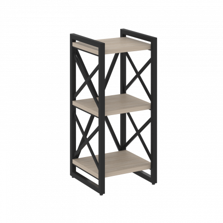 Loft Стеллаж на регулируемых опорах-3 полки VR.L-MST.O-3.4 Дуб аттик/Чёрный металл 400*400*910