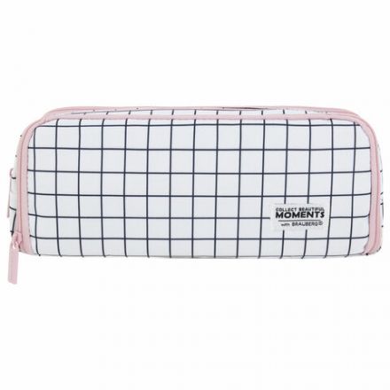 Пенал-органайзер BRAUBERG, 2 откидные планки, полиэстер, 23x9х7 см, "Checkered white", 272315