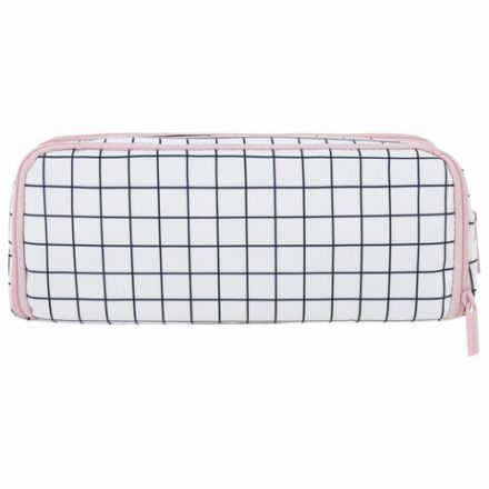 Пенал-органайзер BRAUBERG, 2 откидные планки, полиэстер, 23x9х7 см, "Checkered white", 272315