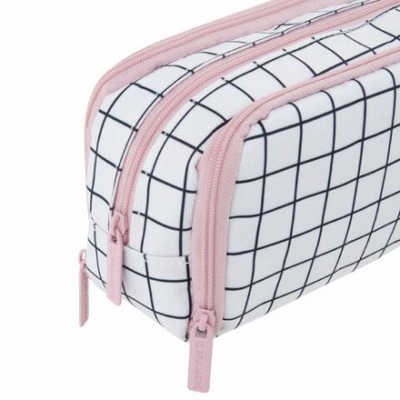 Пенал-органайзер BRAUBERG, 2 откидные планки, полиэстер, 23x9х7 см, "Checkered white", 272315