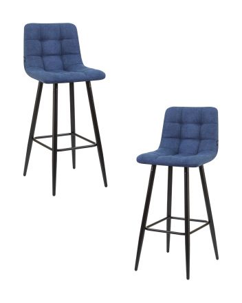 Набор 2 шт Стул барный DOBRIN NICOLE, черные матовые ножки, синяя ткань (UF860-14B)