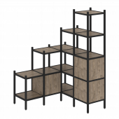 Loft Угловой внутренний стеллаж наборный VR.L-40 Тиквуд тёмный/Чёрный металл 1278*1278*1869