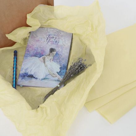 Цветная бумага ТИШЬЮ 17 г/м2, 50 см х 60 м, в рулоне со втулкой, лимонная, ЗОЛОТАЯ СКАЗКА, 116504