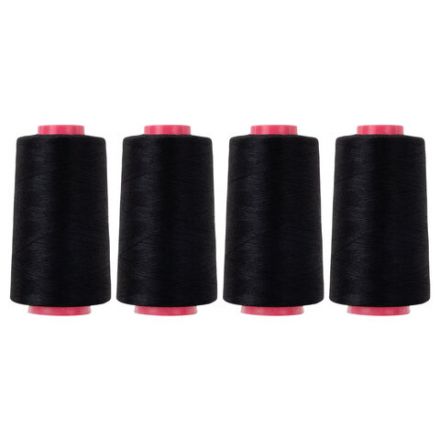 Нитки швейные 40/2 5000 ярд. (4572 м), Набор 4 черных, DEVELIA (Девелиа), 665428