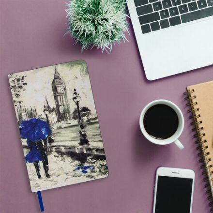 Ежедневник недатированный А5 (138х213 мм), BRAUBERG VISTA, под кожу, гибкий, 136 л., "London", 111993