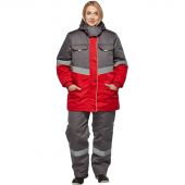 Костюм рабочий зимний женский з43-КПК сер/красн (р.56-58) 158-164 (серия З)
