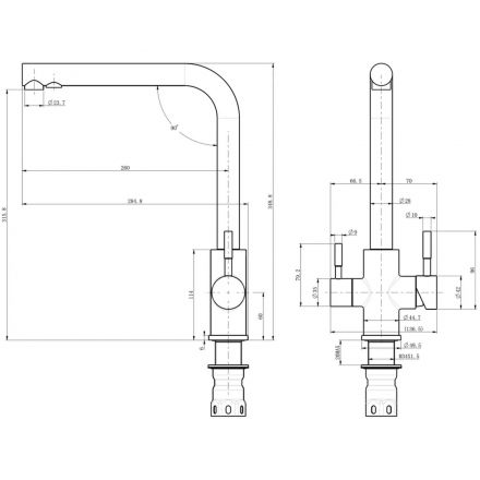 Смеситель д/кухни СС_BALEAR с каналом для питьевой воды нерж.сталь,13450BL