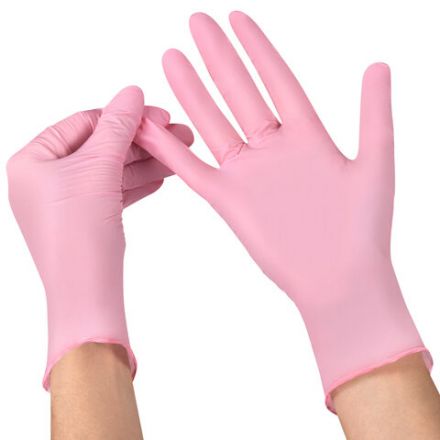 Перчатки нитриловые смотровые SFM Supersoft PINK, Германия, 100 пар (200 штук), размер 6-7, S (малый), розовые