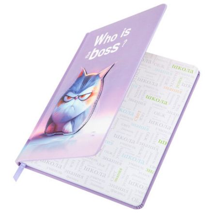 Дневник 1-11 класс 48 л., обложка кожзам (твердая с поролон), 3D-элемент, BRAUBERG, "Суровый кот", 107221