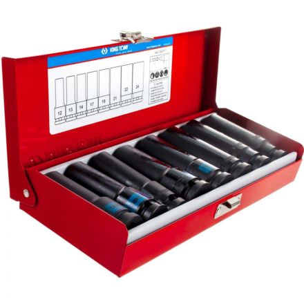 Набор головок ударных глубоких 1/2, шестигран., 12-24 мм, 8 пр. KING TONY