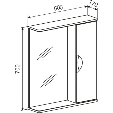Зеркало TZ_Афина 50 со шкафом, универсальное, белое