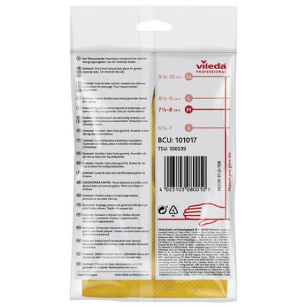 Перчатки МНОГОРАЗОВЫЕ резиновые VILEDA "Контракт", хлопчатобумажное напыление, размер 7,5-8, M (средний), желтые, вес 54 г, 174323 Перчатки МНОГОРАЗОВЫЕ резиновые VILEDA "Контракт", хлопчатобумажное напыление, размер 7,5-8, M (средний), желтые, вес 54 г, 174323