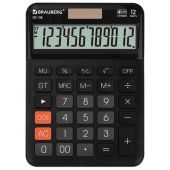 Калькулятор настольный BRAUBERG DC-118-BK (175х126 мм), 12 разрядов, двойное питание, черный, 272962