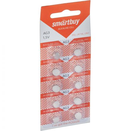 Батарейки Smartbuy AG3-10B 10шт/бл (SBBB-AG3-10B) Батарейки Smartbuy AG3-10B 10шт/бл (SBBB-AG3-10B)