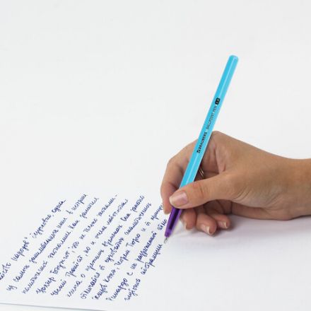 Ручка шариковая BRAUBERG "Офисная" NEON COLOR, СИНЯЯ, корпус ассорти, пишущий узел 1 мм, линия письма 0,5 мм, 144200