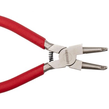 Щипцы для стопорных колец загнутый сжим 160мм, облив. рук. REXANT 12-4637