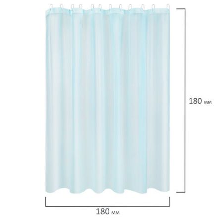 Шторка для ванной PEVA, 180х180 см, кольца в комплекте, 3 цвета ассорти (белый, голубой, коричневый), PRIMILA (ПРИМИЛА), 700072