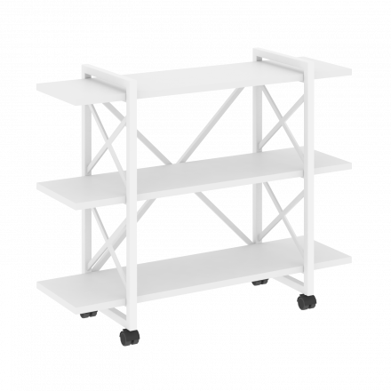 Loft Стеллаж на колесных опорах-3 полки VR.L-MST.K-3.8V Белый бриллиант/Белый металл 1200*400*968