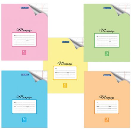 Тетрадь 12 л. BRAUBERG "ЭКО", косая линия, обложка картон 170 г/м2, ПАСТЕЛЬНАЯ С УГОЛКОМ, 104504